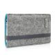 Pouch 'FINN' for  Samsung Galaxy Note 8 - Felt light grey/azure