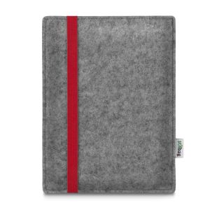LEON - maßgeschneiderte Filztasche für E-reader - rot - hellgrau