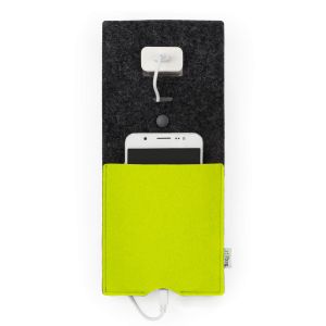 LUIS - Universal case for charging smartphones - colour anthracite - apple green