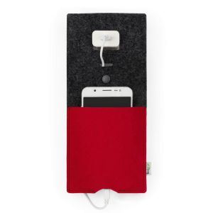 LUIS - Universal case for charging smartphones - colour anthracite - red