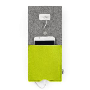 LUIS - Universal case for charging smartphones - colour light grey - apple green