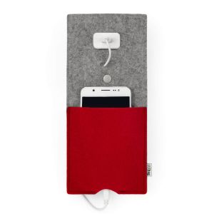 LUIS - Universal case for charging smartphones - colour light grey - red