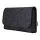 Small bag for electronics accessories made of anthracite wool felt with anthracite button