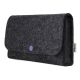 Small bag for electronics accessories made of anthracite wool felt with lilac button
