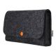 Small bag for electronics accessories made of anthracite wool felt with orange button