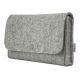 Small bag for electronics accessories made of light grey wool felt with light grey button