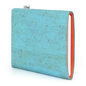 VIGO - Maßgeschneiderte Hülle für Ebook Reader - Kork eisblau, Wollfilz orange